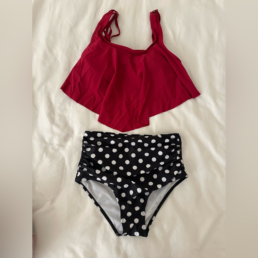 Bikini high waist polka two piece